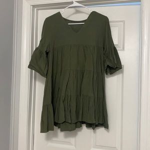 SHEIN Moss Green Ruffled Dress